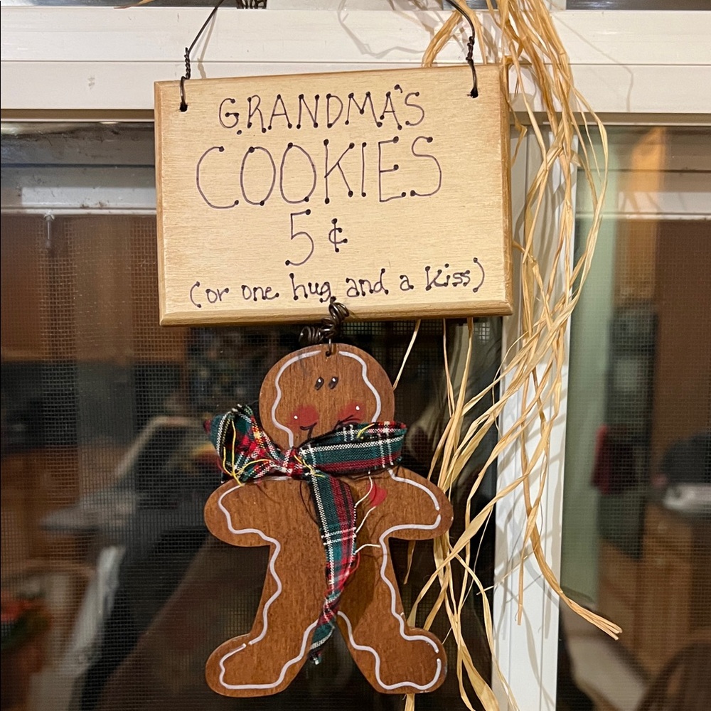 Gingerbread Man Holiday Ornament with Plaid Scarf